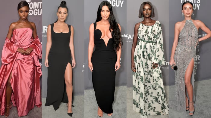Leomie Anderson, Kourtney Kardashian, Kim Kardashian West, Duckie Thot and Kelsey Merritt. Photo: Getty Images