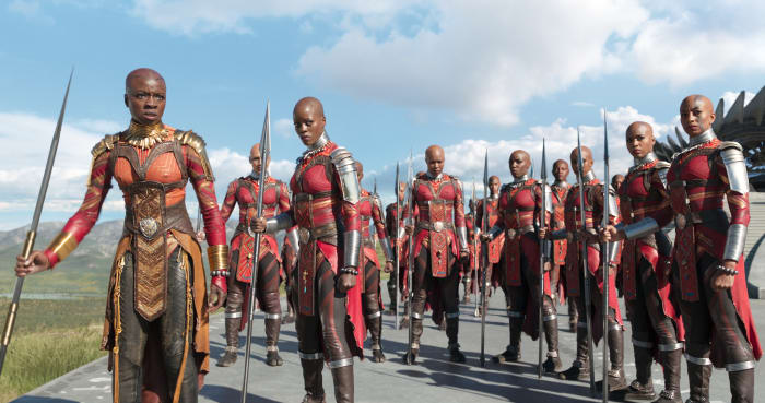 Okoye (Danai Gurira) leads the Dora Milaje in 'Black Panther.' Photo: Film Frame/Marvel Studios 2018