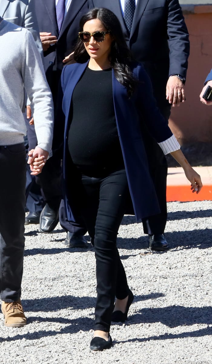 Meghan Markle in an Alice + Olivia blazer while traveling in Morocco. Photo: Tim P. Whitby/Getty Images
