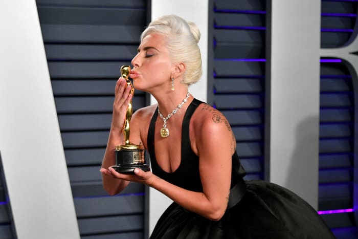 Lady Gaga at the 2019 Vanity Fair Oscar Party in Beverly Hills, California. Photo: Dia Dipasupil/Getty Images