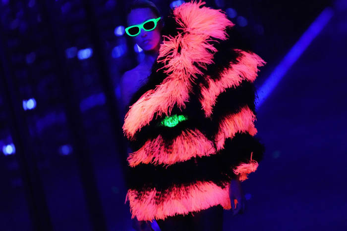 Anja Rubik walks the Saint Laurent Fall 2019 runway show. Photo: Vittorio Zunino Celotto/Getty Images