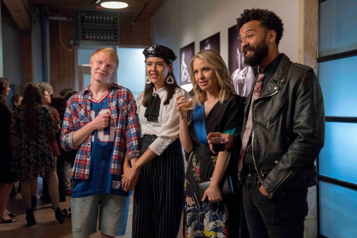 Ruthie (Patti Harrison, second from left) and Amadi (Ian Owens, far right). Photo: Allyson Riggs/Hulu