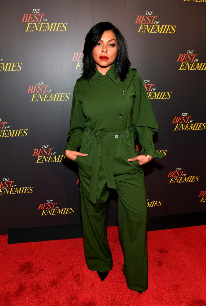 Taraji P. Henson in Alberta Ferretti at "The Best of Enemies" premiere in Atlanta. Photo: Paras Griffin/Getty Images