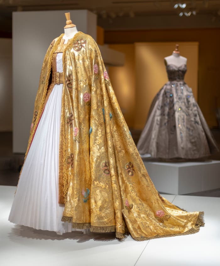 Queen Elizabeth II's coronation robes at front and Princess Margaret's gown at back right, both designed by Michele Clapton for 'The Crown' season one and to be on display in 'Costuming the Crown' at the Winterthur. Photo: Courtesy of the Winterthur