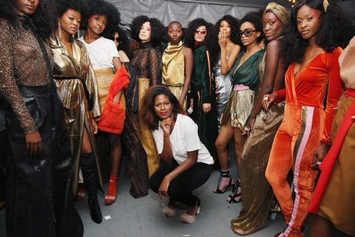 Designer Fe Noel backstage during Harlem Fashion Row's 2017 fashion show in New York City. Photo: Mireya Acierto/Getty Images
