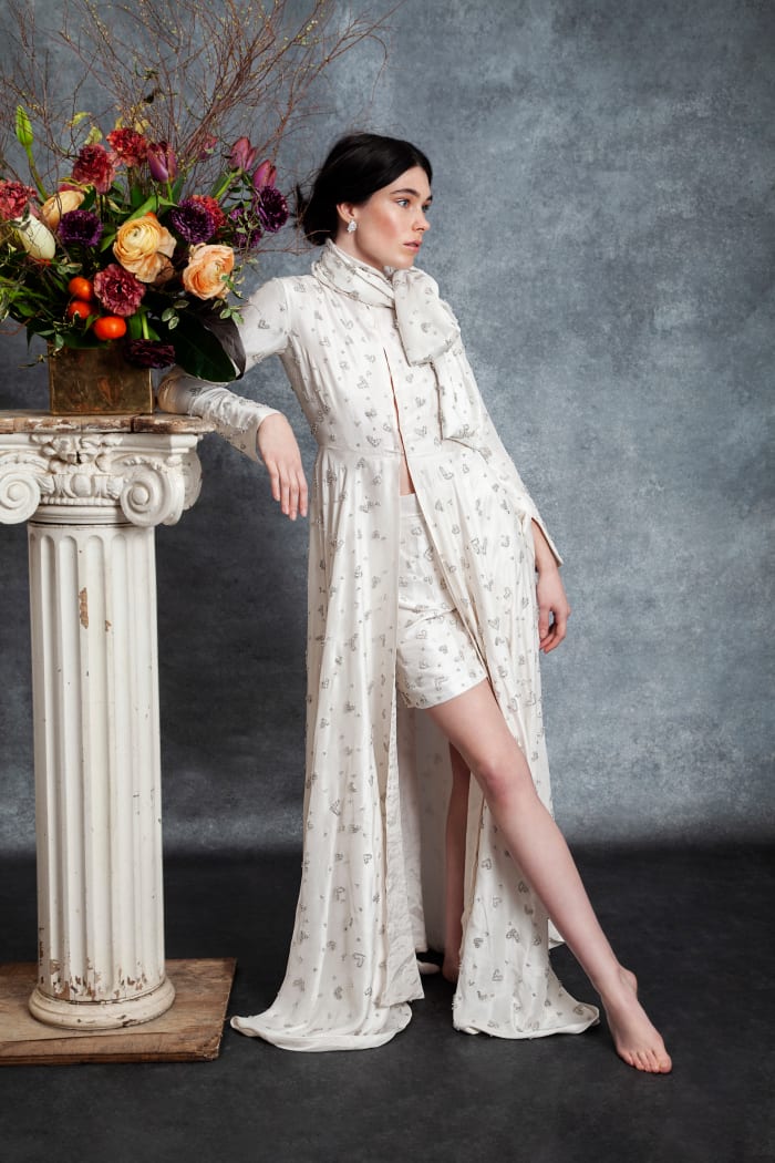 The Diana caftan and Diana shorts from Sahroo's bridal debut, The Love Collection. Photo: Courtesy of Sahroo