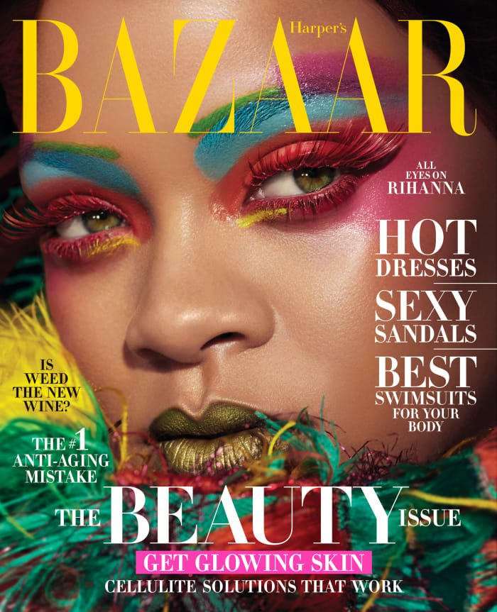 Rihanna in a Maison Margiela Artisanal by John Galliano jumpsuit for Harper's Bazaar's May 2019 issue. Photo: Dennis Leupold