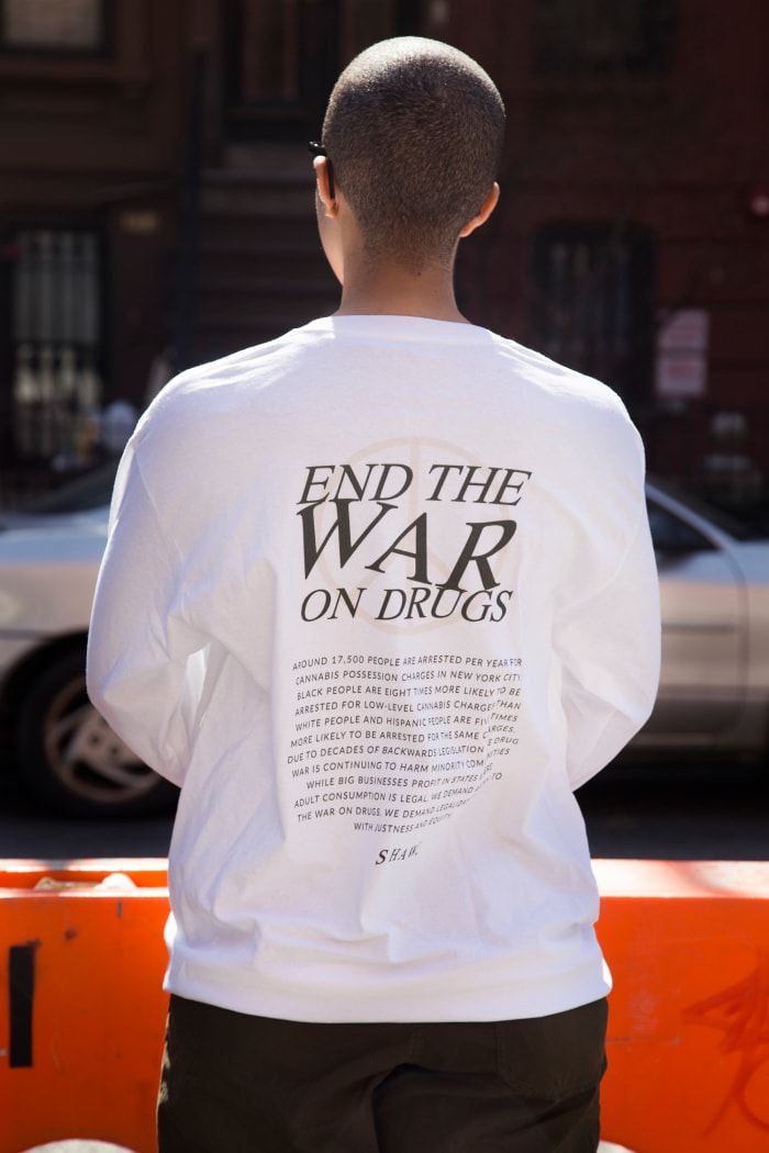 Shaw "End the War on Drugs" long-sleeve, $45, available here.