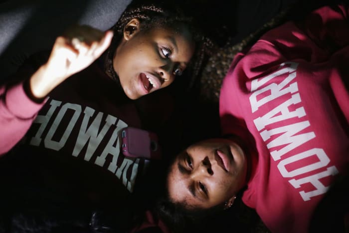 Howard University students lay on the ground in protest outside the White House in protest of the shooting death of Michael Brown in Ferguson, Missouri Photo: Chip Somodevilla/Getty Images