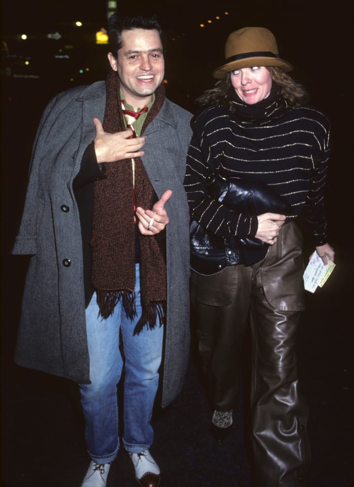 Diane Keaton and Jonathan Demmy leaving the "Crimes of the Heart" play in 1981.