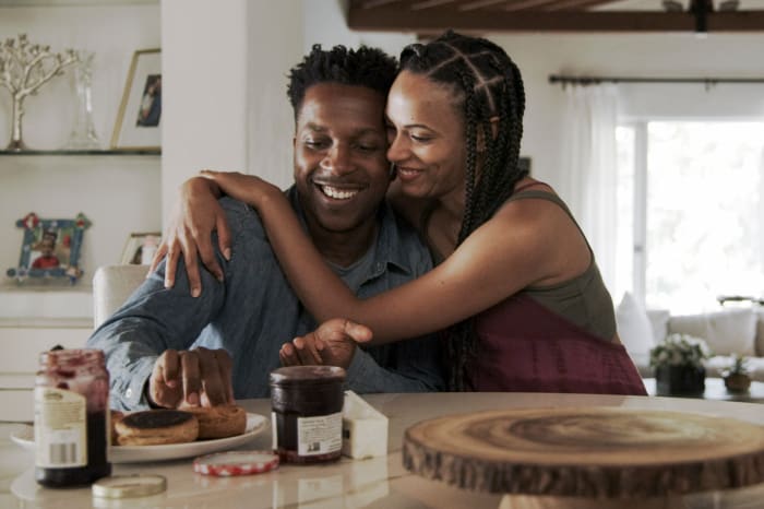 Real life couple Leslie Odom Jr. and Nicolette Robinson film 'Love in the Time of Corona' in their home.
