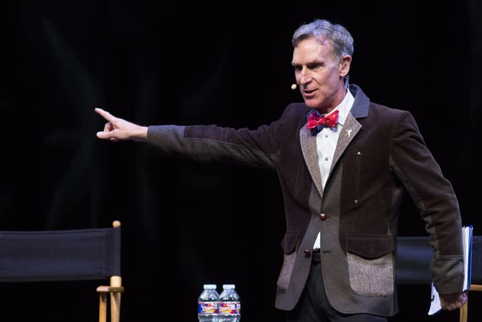 Bill Nye the Science Guy speaks onstage during StarTalk Live! in Austin, TX on November 5, 2015.