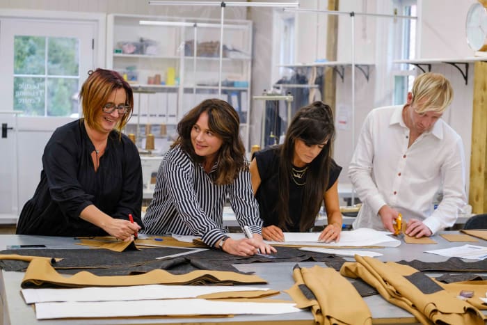 British Modern Artisans working on the collection in the Dumfries House Textiles Training Centre - copyright Mike Wilkinson.