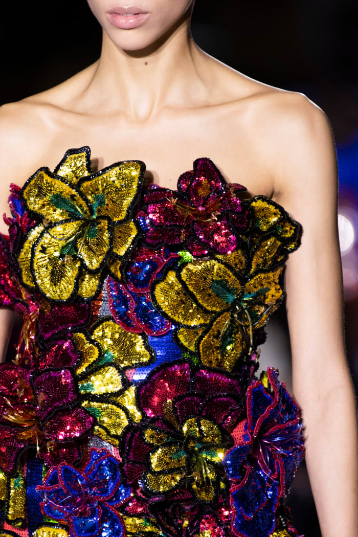 The detail on a Halpern Fall 2020 dress.