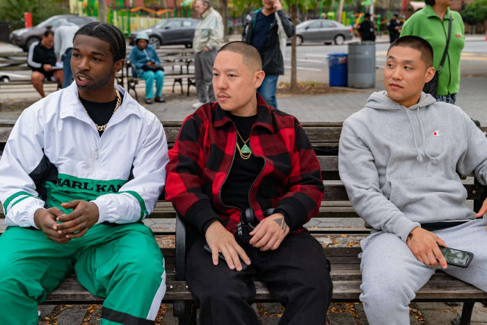 Monk (Pop Smoke), director Eddie Huang and Boogie (Taylor Takahashi).