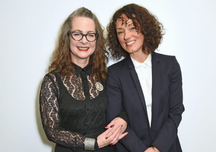 Frances Corner (left) and Dilys Williams at the 2016 Kering Talk at the London College of Fashion.