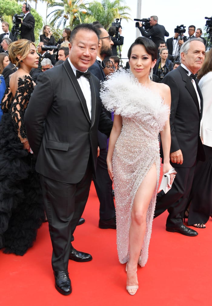 Chiu, with Dr. Chiu, wearing Ralph & Russo at the 2019 Cannes Film Festival.