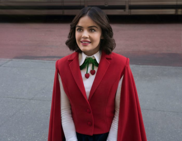 In the first episode, Katy (Lucy Hale) dresses for the job she wants.