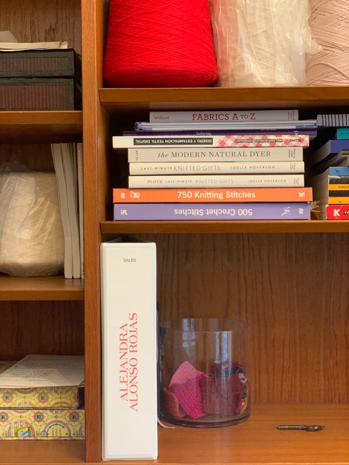 "I have drawers, but I leave them closed," says Rojas. "I need to have things where I can see them on shelves."