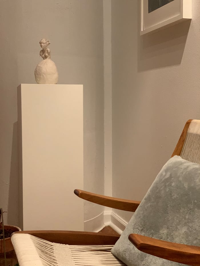The serene corner that greets you upon entrance to Rojas's studio.