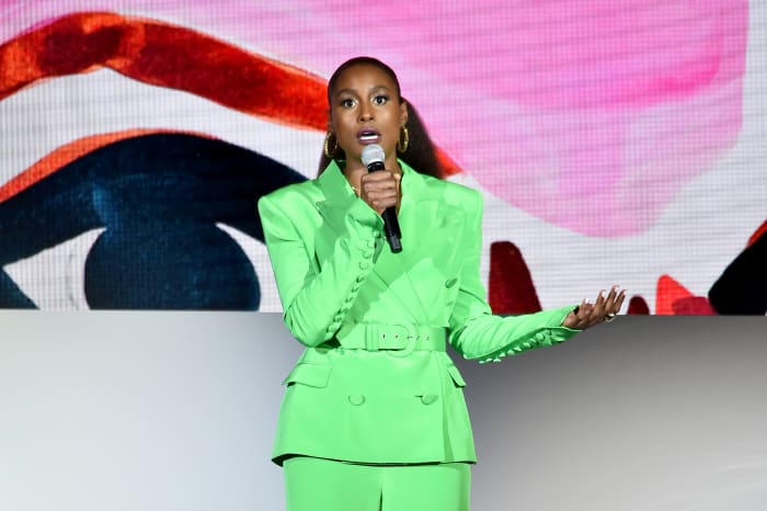 Styled by Jason Rembert, Issa Rae's wardrobe to host the 2018 CFDA Awards was filled with pieces made by Black designers — including this Sergio Hudson suit.