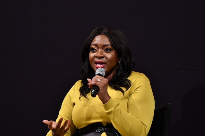 H&M's Ezinne Kwubiri speaking at a 'How I Get It Done' event in October 2019.