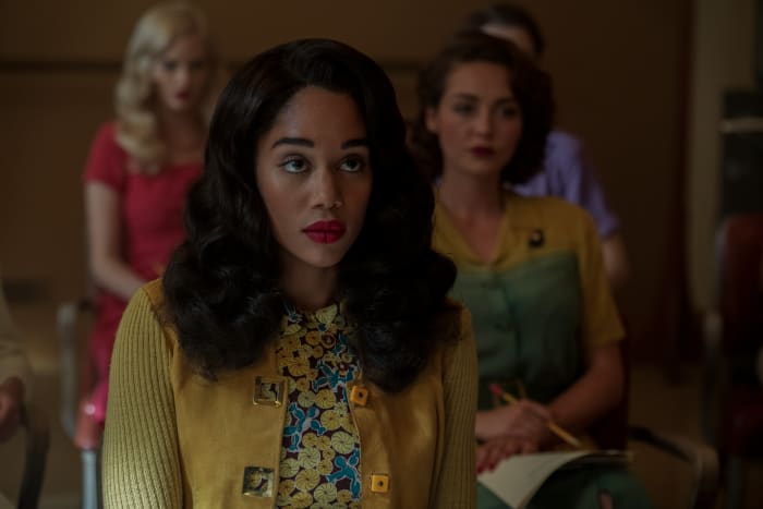 Camille (Laura Harrier) practicing the totally fake Mid-Atlantic accent.