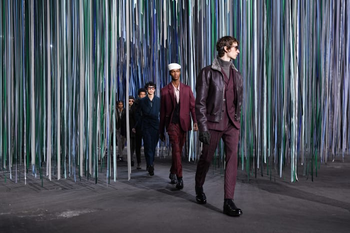 Models walk the runway at the Ermenegildo Zegna show in January in Milan.