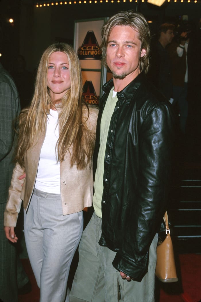 Jennifer Aniston and Brad Pitt at the 2000 premiere of "Erin Brockovitch" in Los Angeles.
