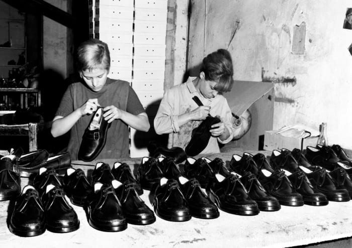 An Italian shoe factory in 1969.