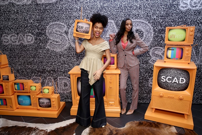 Yara Shahidi and Cole before the 'In Conversation: The Spirit And Style Of 'Grown-ish' With Yara Shahidi And Michelle R. Cole' panel at SCAD aTVfest 2020 in Atlanta.