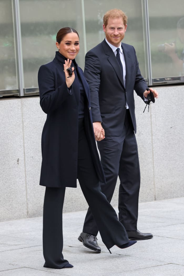 Prince Harry, Duke of Sussex, and Meghan, Duchess of Sussex, visit One World Observatory on September 23, 2021 in New York City.