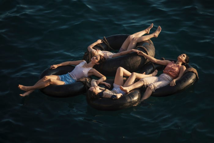 Clockwise from left: Van Patten as Ana, Mia Goth as Marsha, Soko as Gert and Havana Rose Liu as Bea in 'Mayday.'