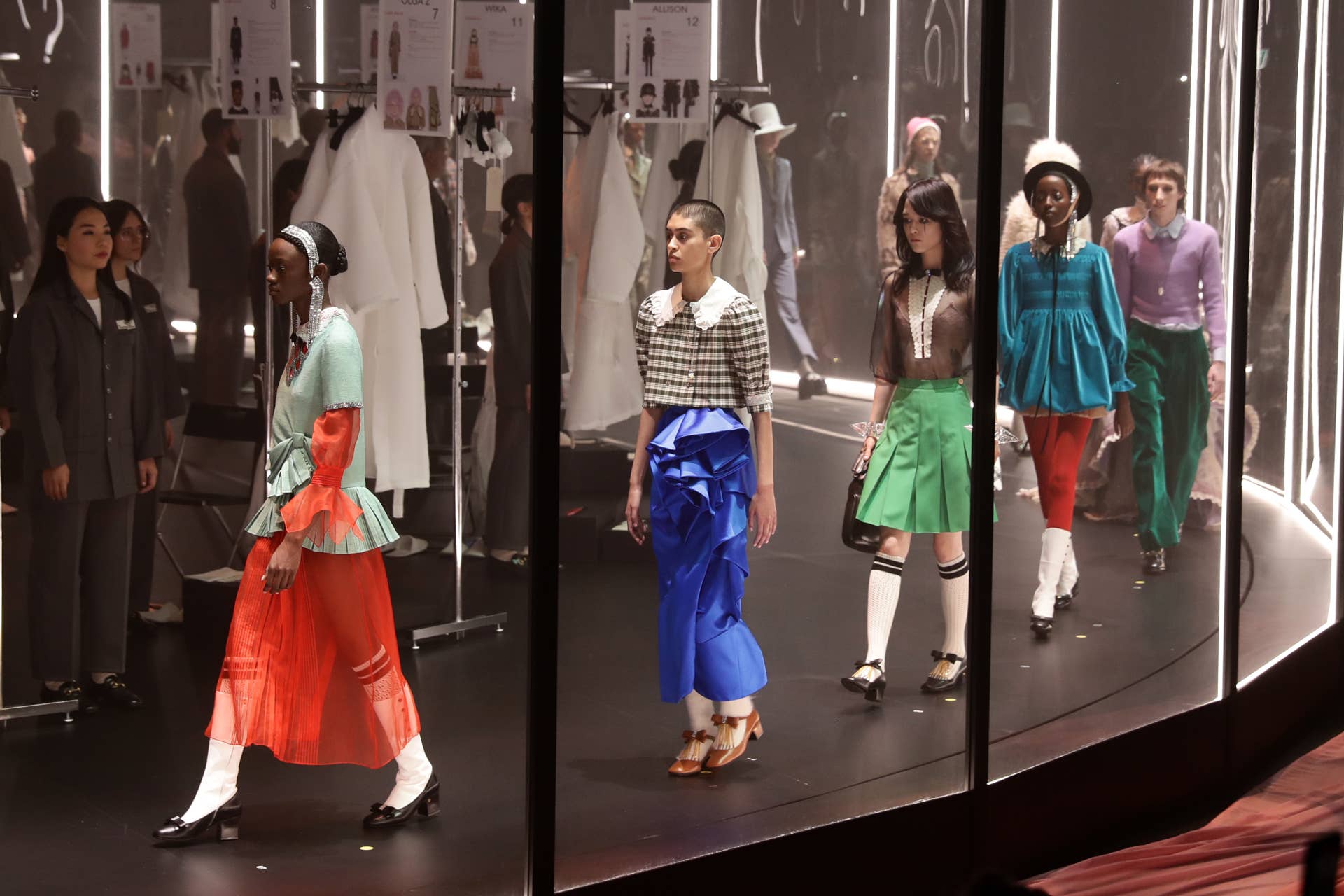 Models walk the runway during the Gucci fashion show as part of Milan Fashion Week Fall:Winter 2020-2021 on February 19, 2020