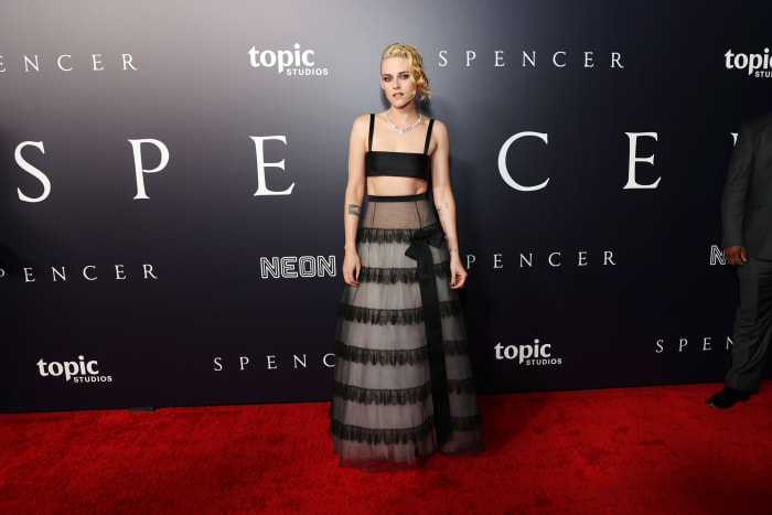 Stewart in Chanel at the Los Angeles premiere of 'Spencer.'