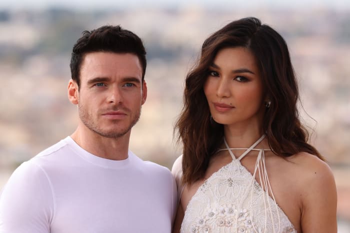 'I'm taking his Foreo Eye Massager when he's not looking...' Richard Madden and Chan in Rome for an 'Eternals' press call.
