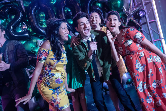 'Yeah, sure.. whatever...' Yasper (Ben Schwarz, middle) headlines his mind movie backed by Jennifer One (Tiya Sircar, left) and Jennifer Two (Ayden Mayeri, right).