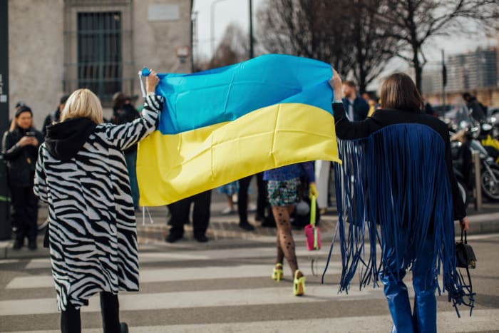 Milan Fashion Week Ukraine Flag Street Style