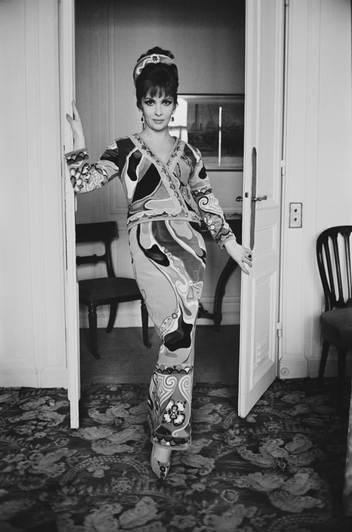 Italian actor Gina Lollobrigida wearing Emilio Pucci in 1967.