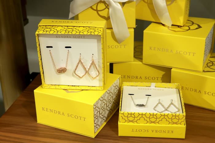 "My earrings are from Kendra Scott...."