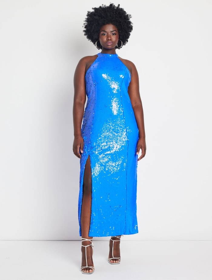 Eloquii Sequin Maxi Dress with Slit