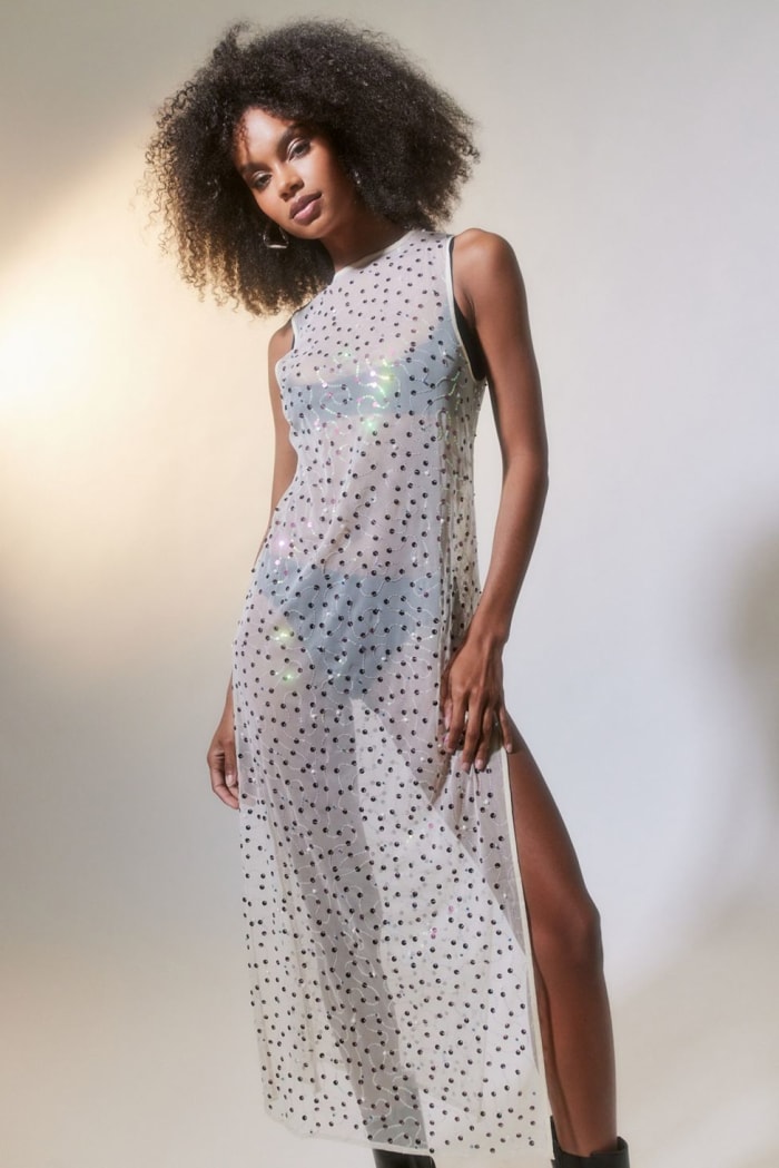 Urban Outfitters Hunter Sheer Sequin Midi Dress