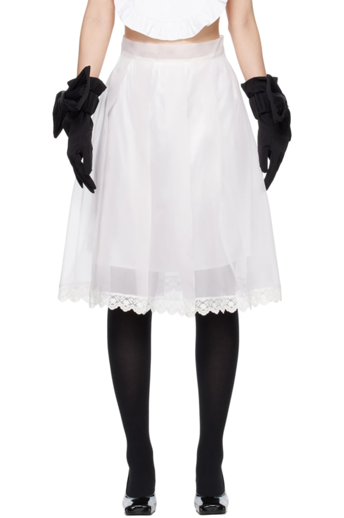 shushu:tong white pleated midi skirt