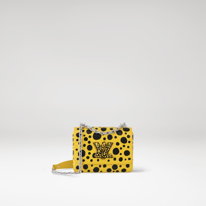 Louis Vuitton x Yayoi Kusama Twist PM in yellow Epi leather with Infinity Dots print and enameled lock