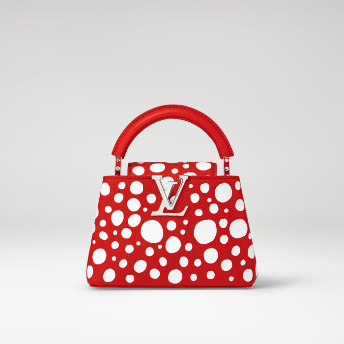 Louis Vuitton x Yayoi Kusama Capucines Mini in red taurillon leather with Infinity Dots print