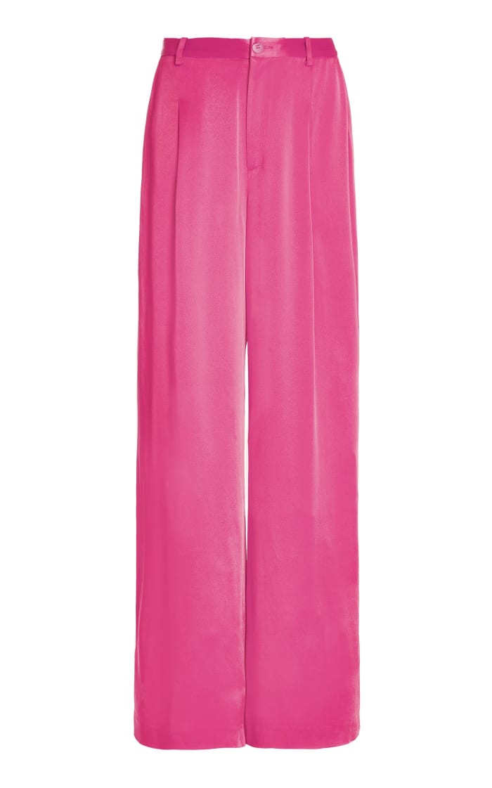 lapointe wide leg pleated satin trousers