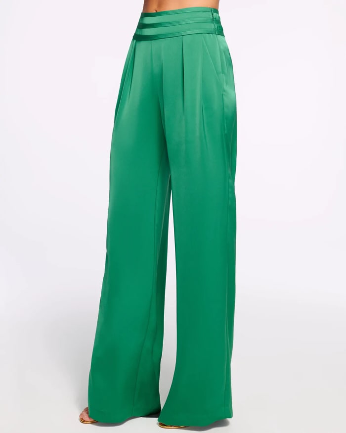 ramy brook green jewel tone wide leg trousers
