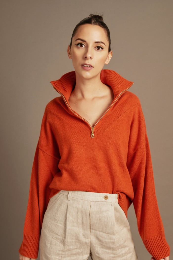 Public Habit's Peggy Half-Zip Sweater, sold on Cadre.
