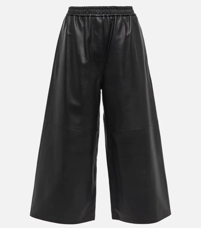 loewe leather trousers with wide legs