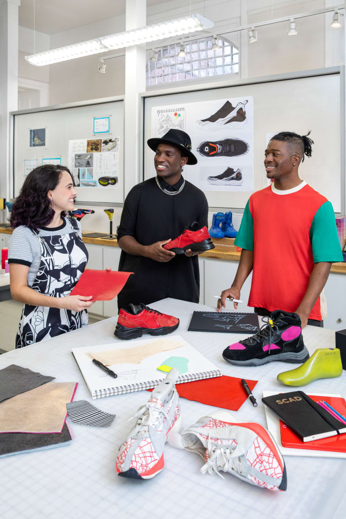 SCAD sneaker design students with professor Mike Mack